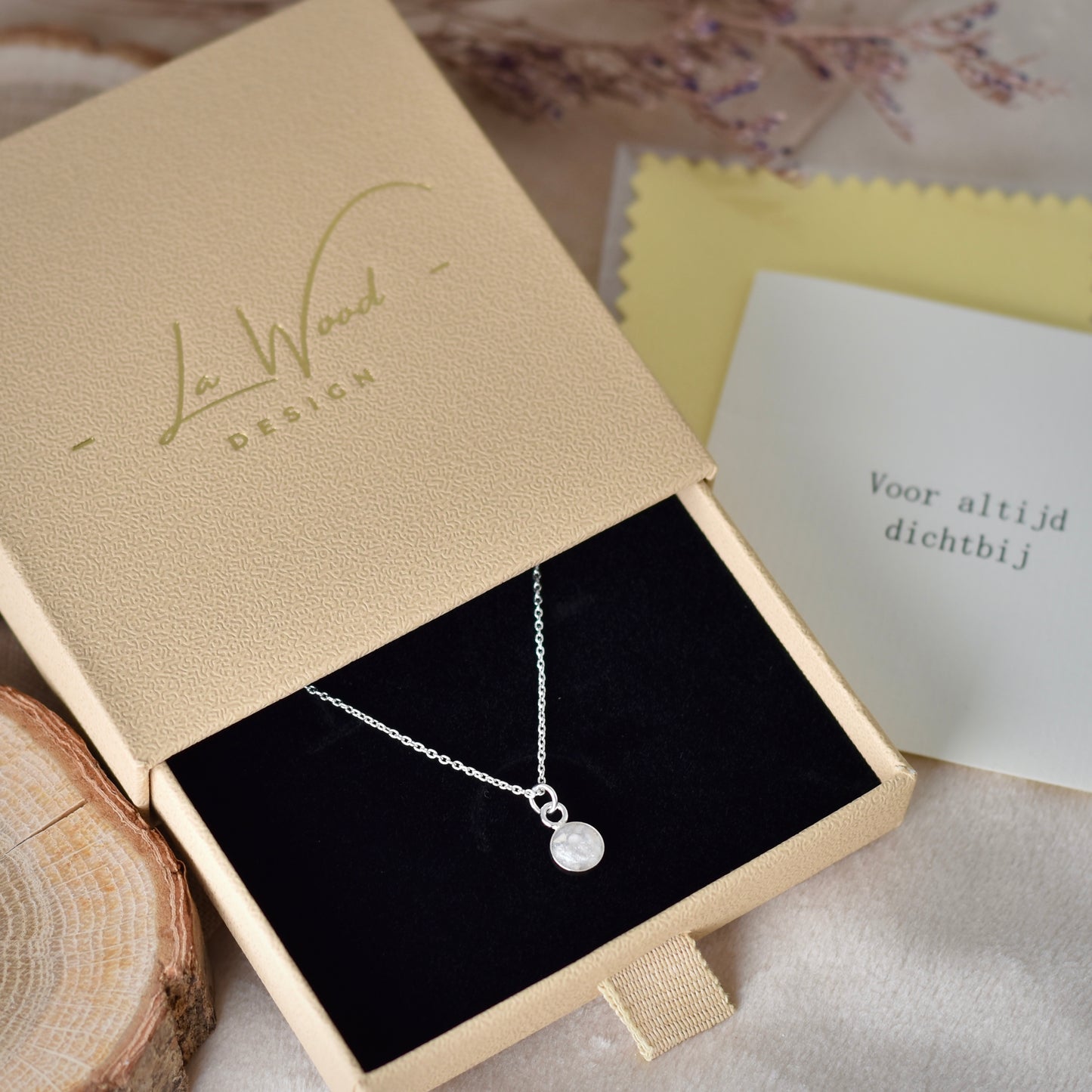 Herinneringsketting Petite (6mm ronde as bedel) - 925 Sterling Zilver