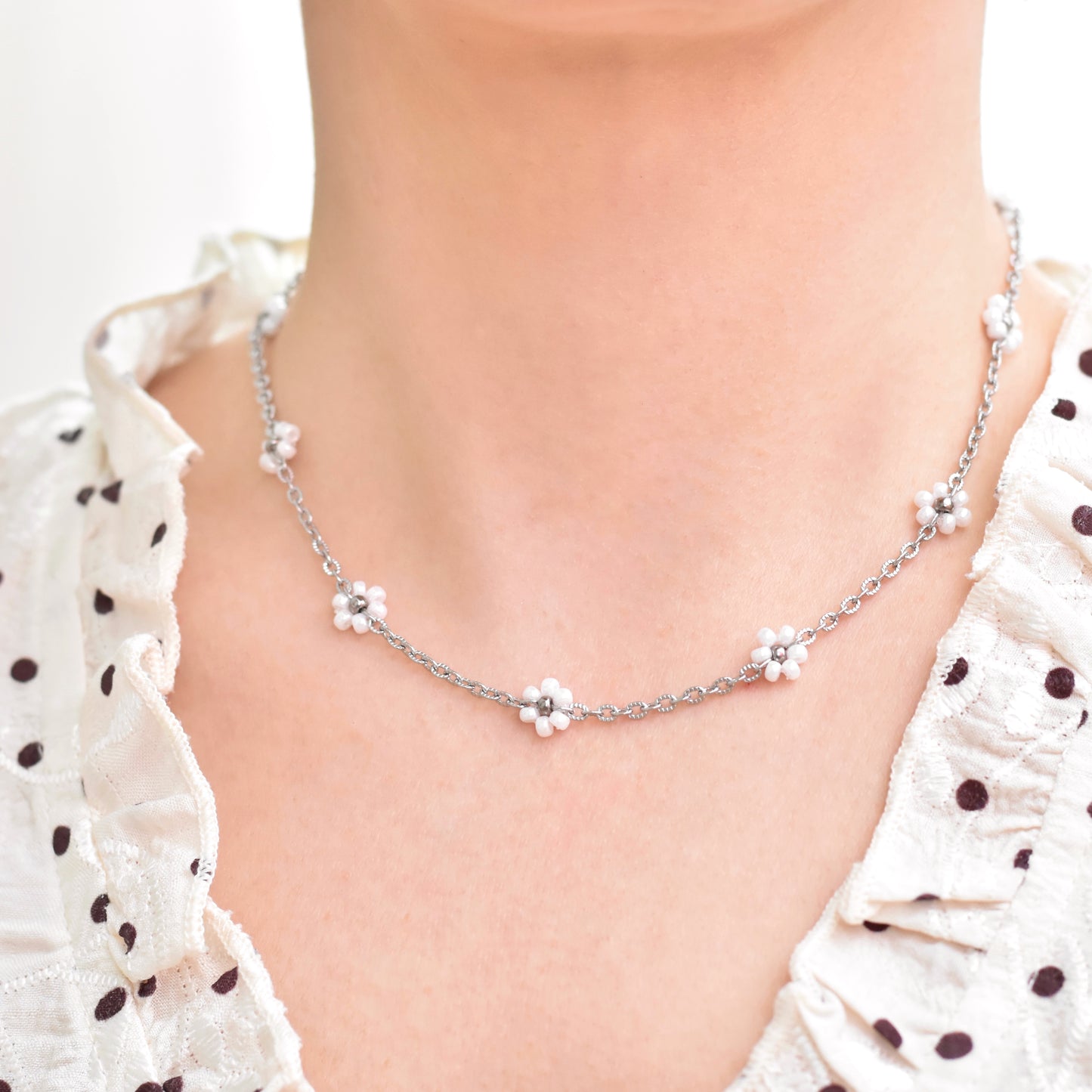 Madeliefje ketting - zilver