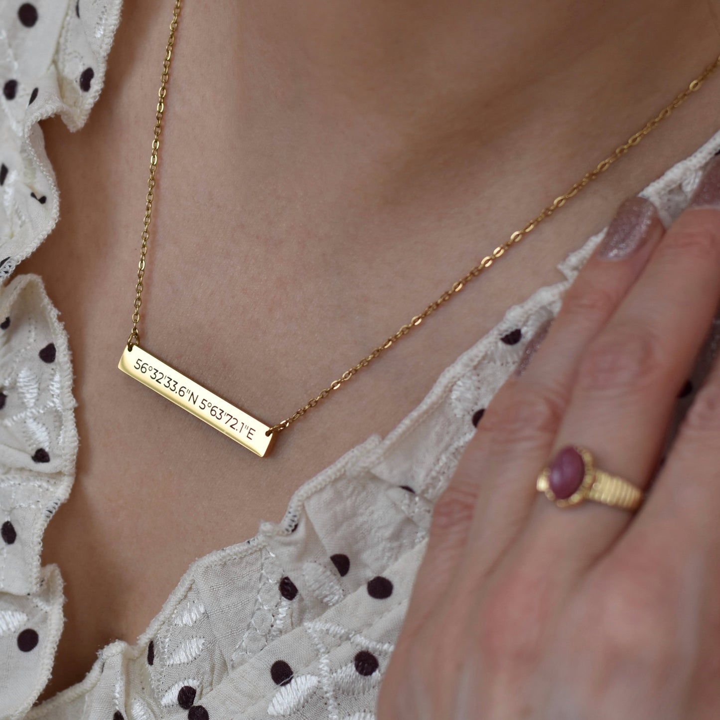 Ketting met gravure in Bar - Tekst | Naam | Coördinaten