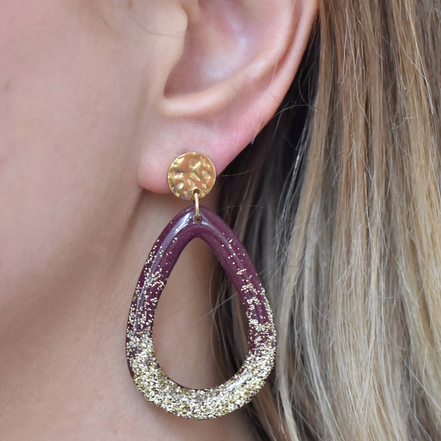 Burgundy glamour druppel oorbellen