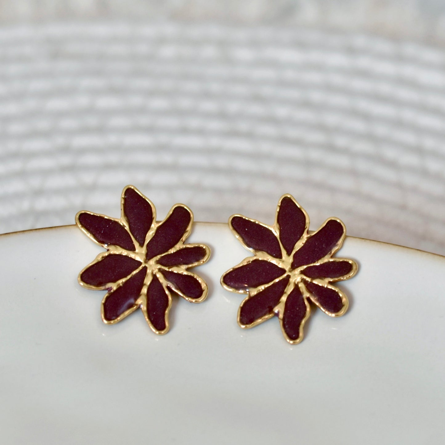 Burgundy Blossom Studs