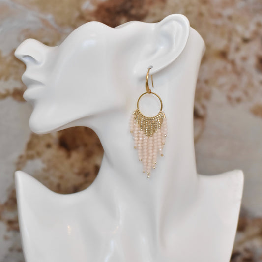 Flo Kralen oorbellen - crème goudkleurige