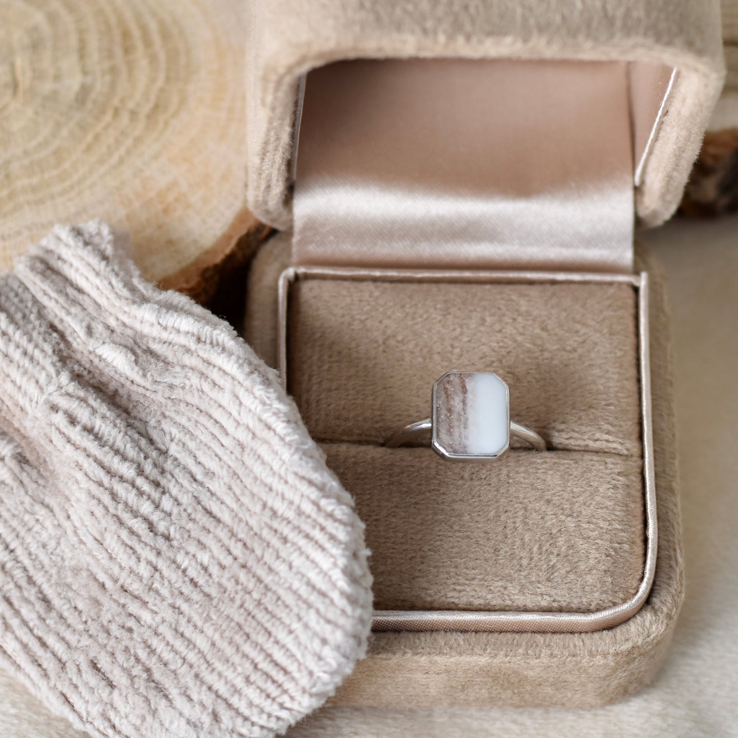 Herinneringsring Square met stof en/of moedermelk - 925 Sterling zilver