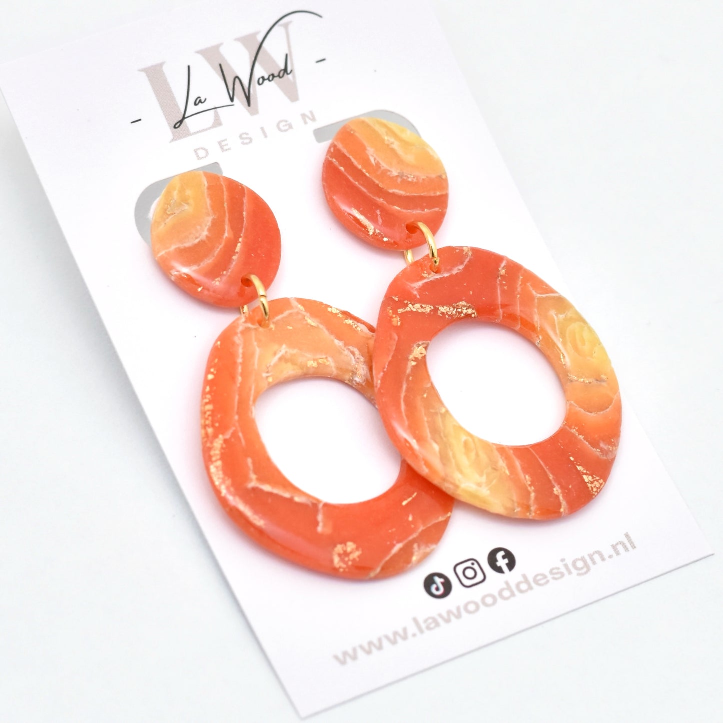 Organic donut oorbellen - oranje