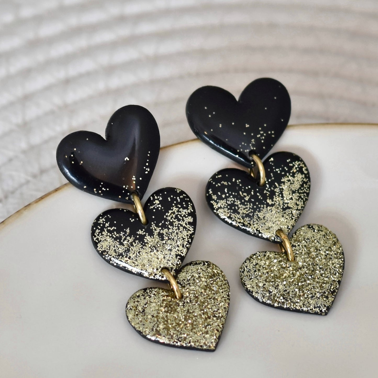 Glamour hartjes - zwart goud