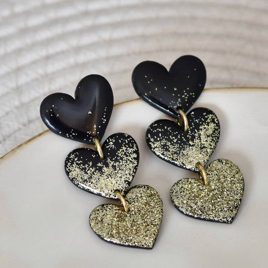 Glamour hartjes - zwart goud