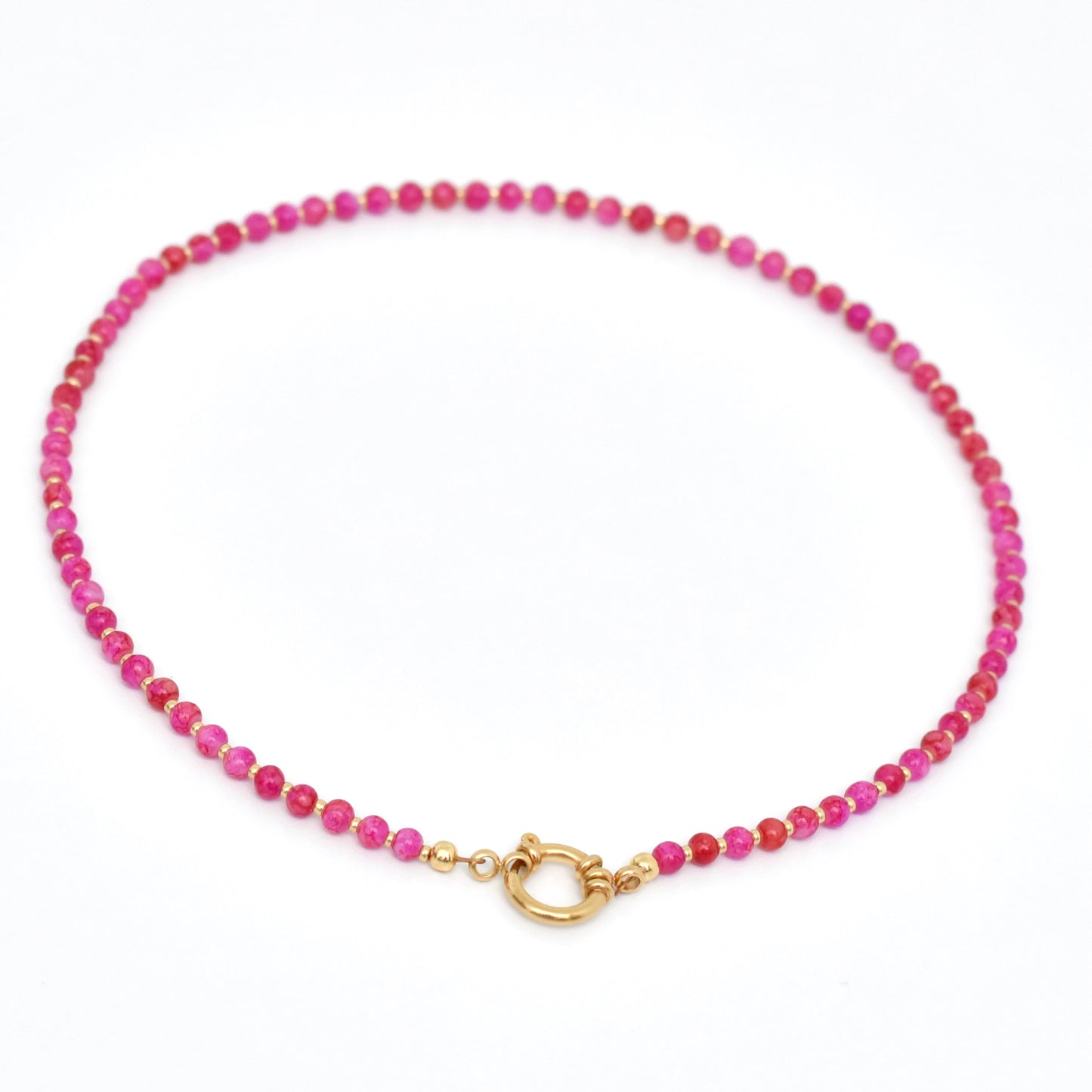 Fuchsia kralen ketting met boeislot 3