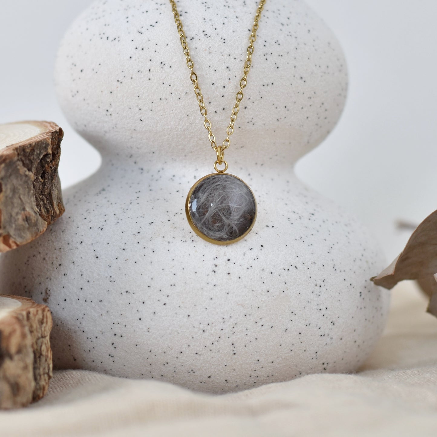 Herinneringsketting met haarlok - goud of zilverkleurig