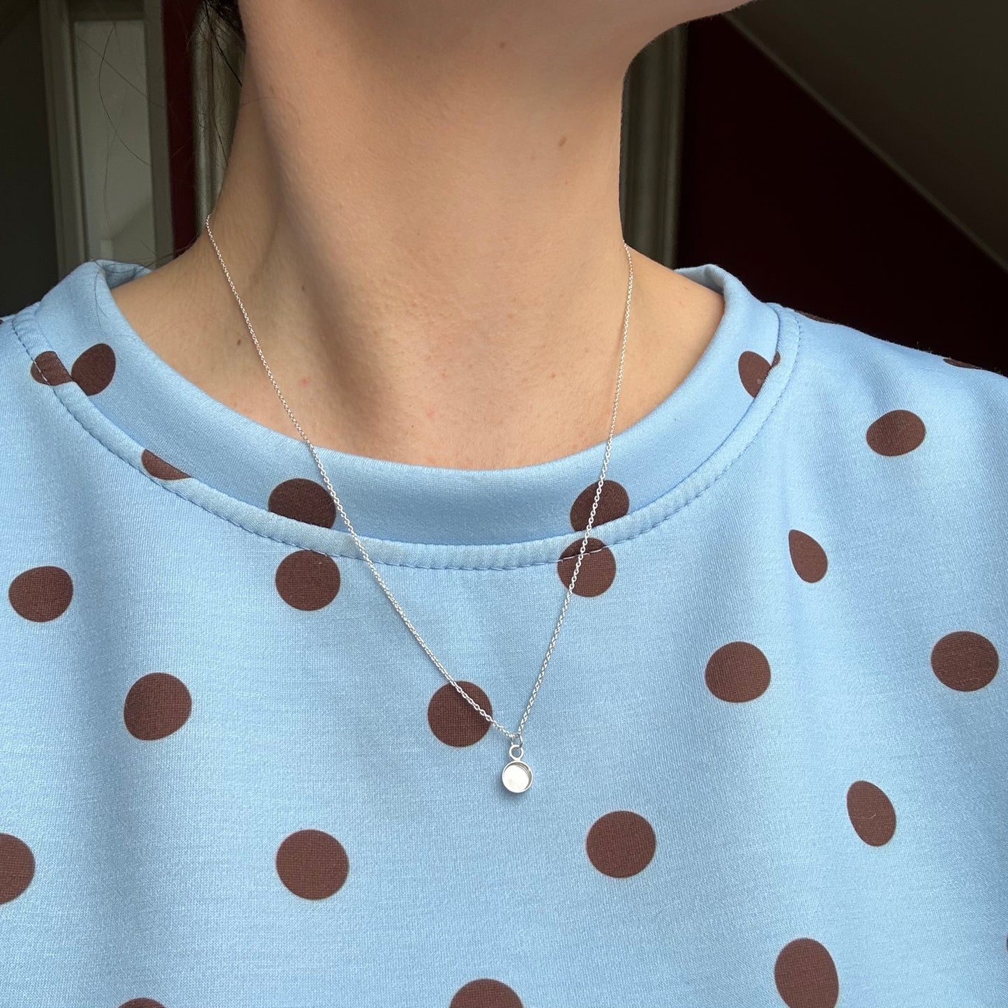 Herinneringsketting Petite (6mm ronde as bedel) - 925 Sterling Zilver