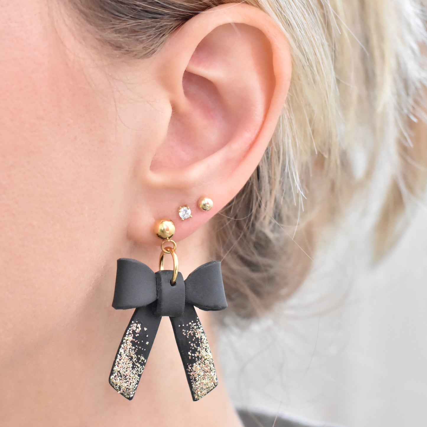 Strikjes zwart met glitter