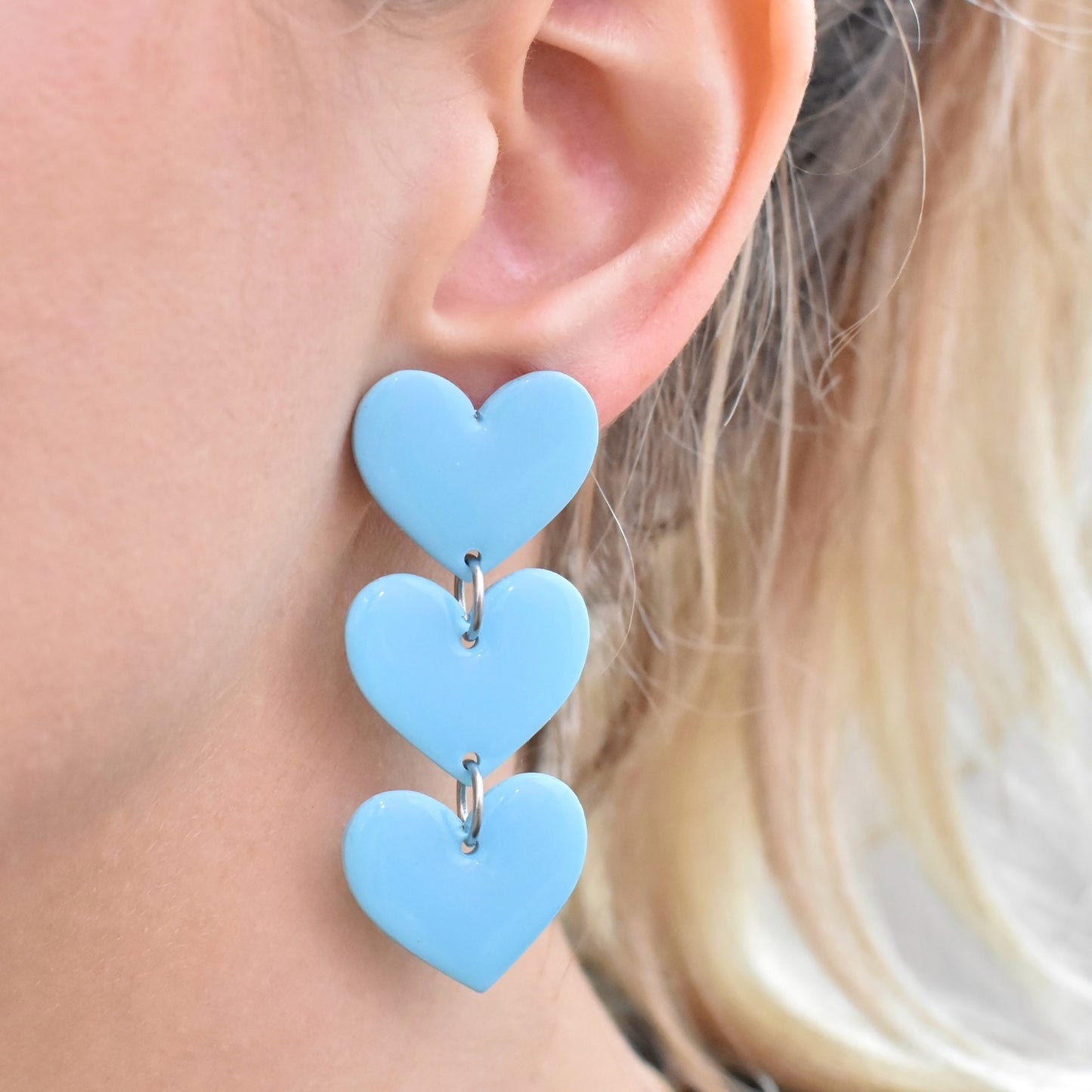 Hartjes oorbellen blauw