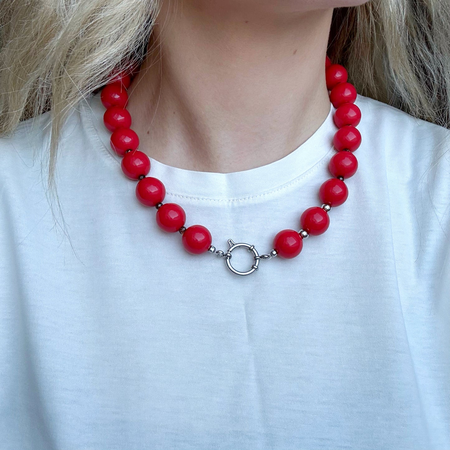 Bold red ketting - goud/zilverkleurig