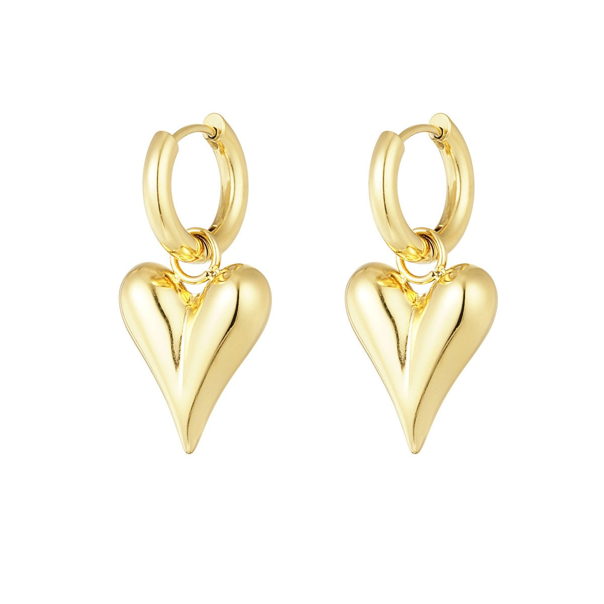 Oorbellen met harthangers medium - Goud/zilverkleurig