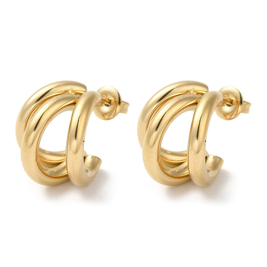Stainless steel stud oorbellen half hoop