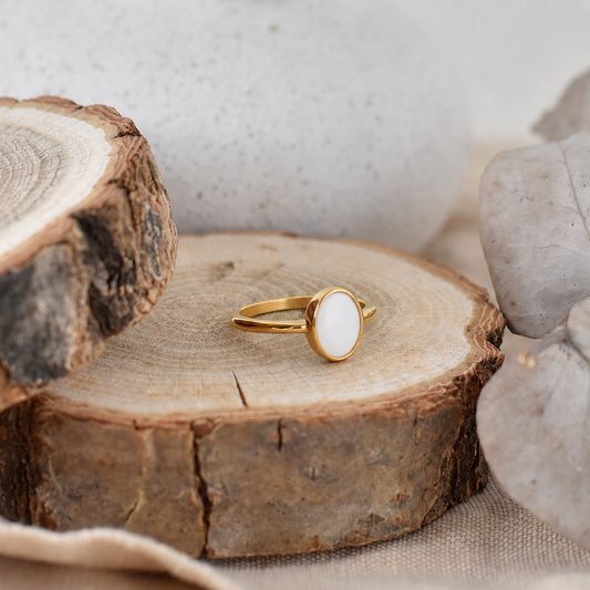 Moedermelk ring ovaal - Goud of zilverkleurig rvs