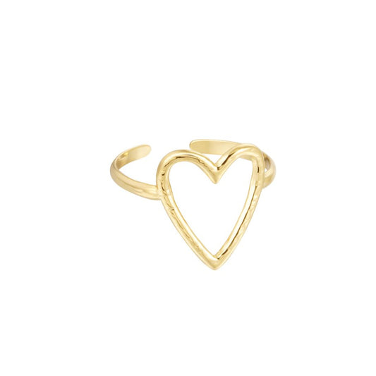 Ring big heart - goud/zilverkleurig