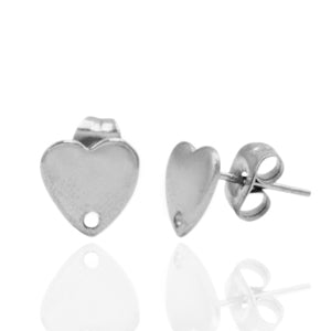 Hartje oorbellen/oorstekers met oogje RVS - Zilver