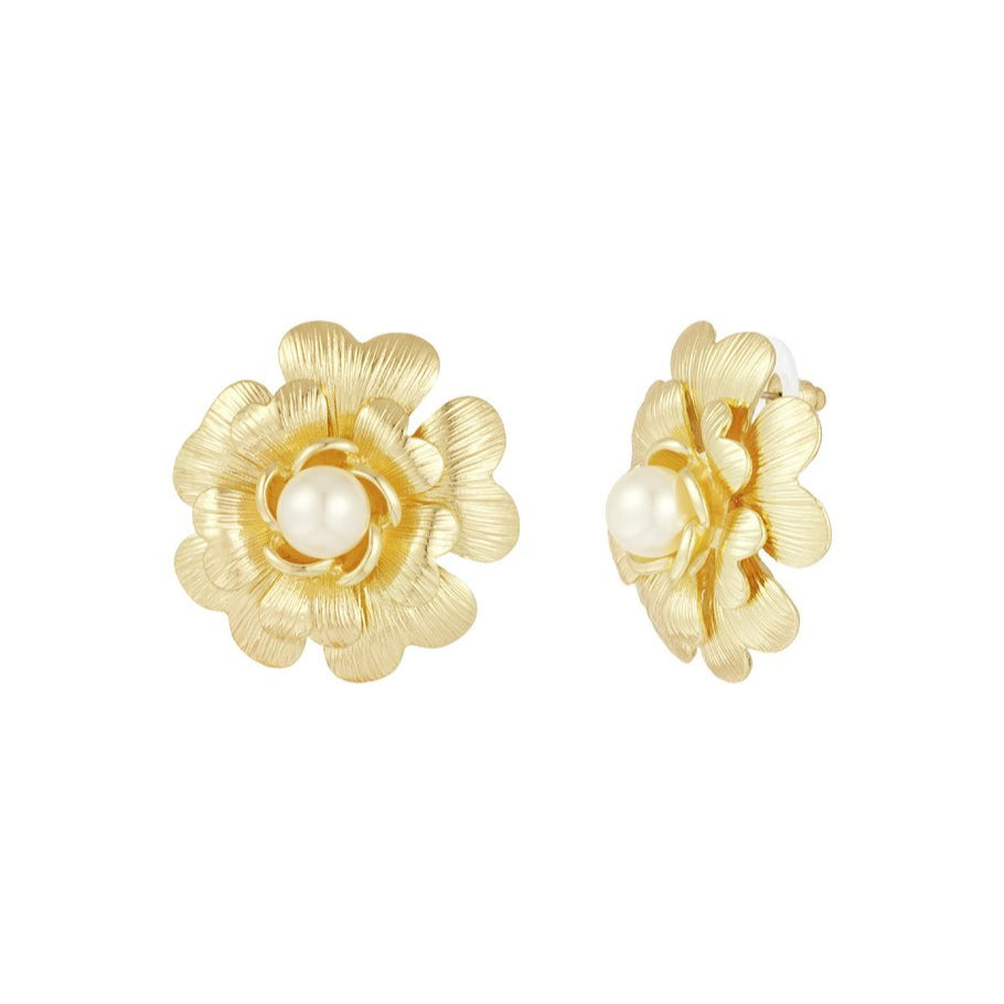 Pearly bloom oorbellen - goudkleurig