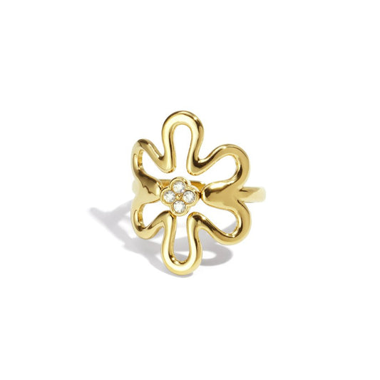 Statement bloem ring - Goudkleurig
